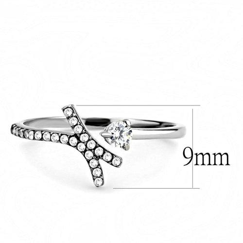 Elegant Ring i Rostfritt Stål med Klar Zirkonia