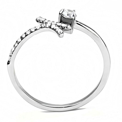 Elegant Ring i Rostfritt Stål med Klar Zirkonia