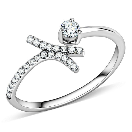 Elegant Ring i Rostfritt Stål med Klar Zirkonia