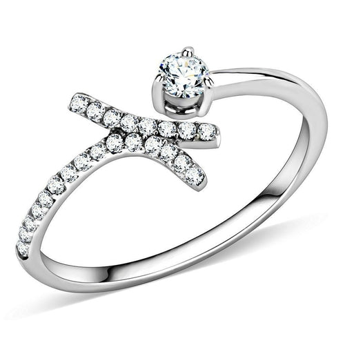 Elegant Ring i Rostfritt Stål med Klar Zirkonia