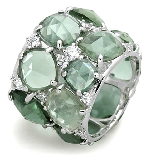 Ring i 925 Sterling Silver med Smaragdgrön Kristall
